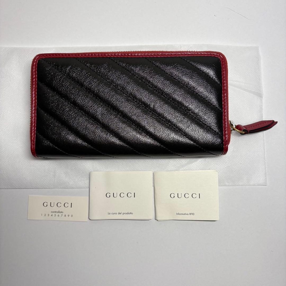 新品　グッチ GGマーモント 長財布 573810 赤　黒 GUCCI レザー