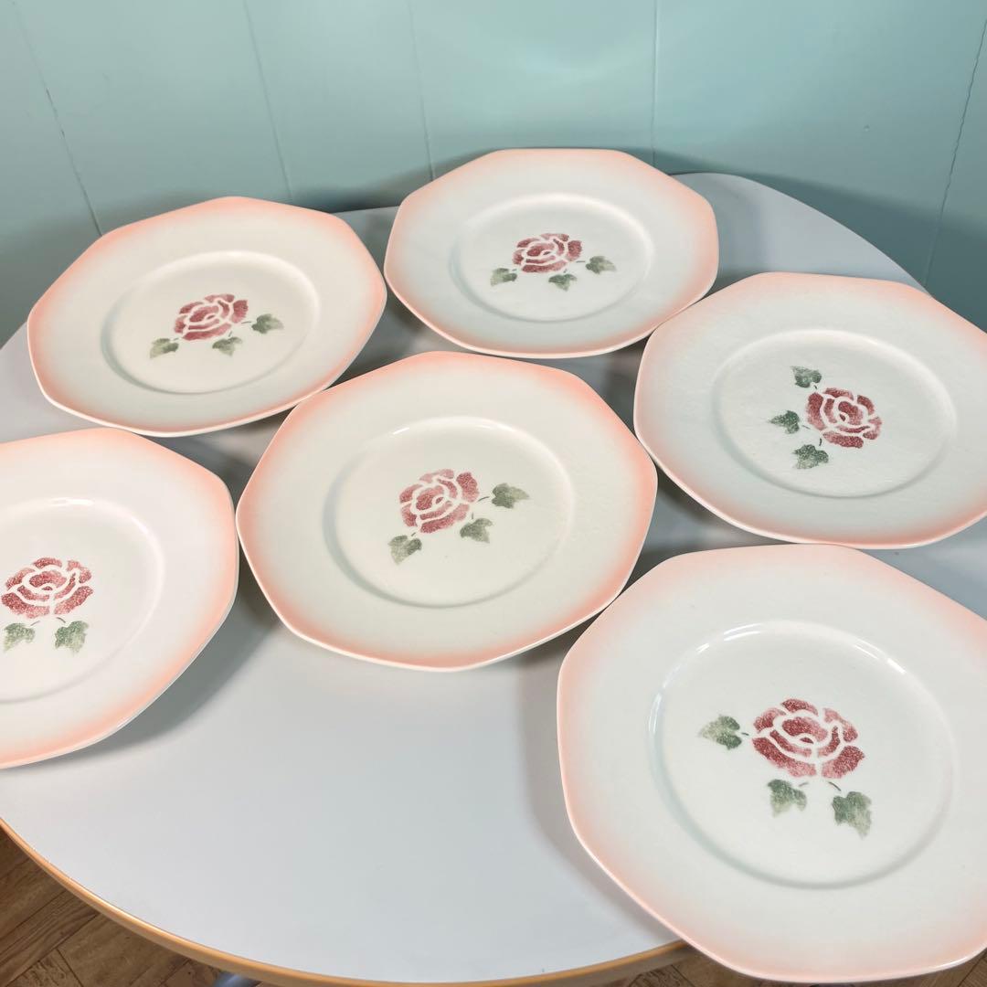 【人気シリーズ】マニーローズ　ケーキプレート　6枚セット