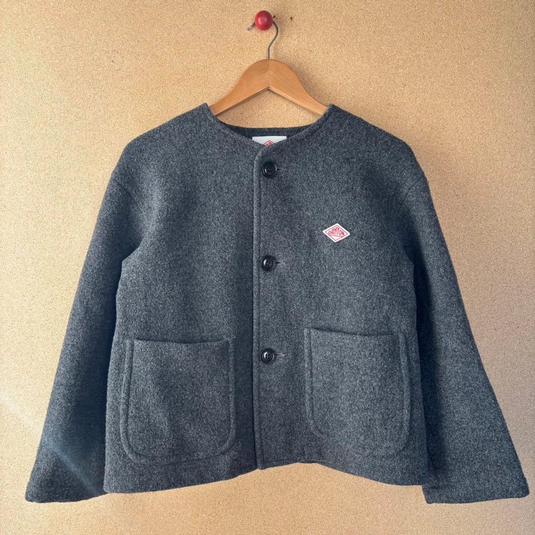 DANTON ダントン ウールライトパイルノーカラージャケット グレー 34