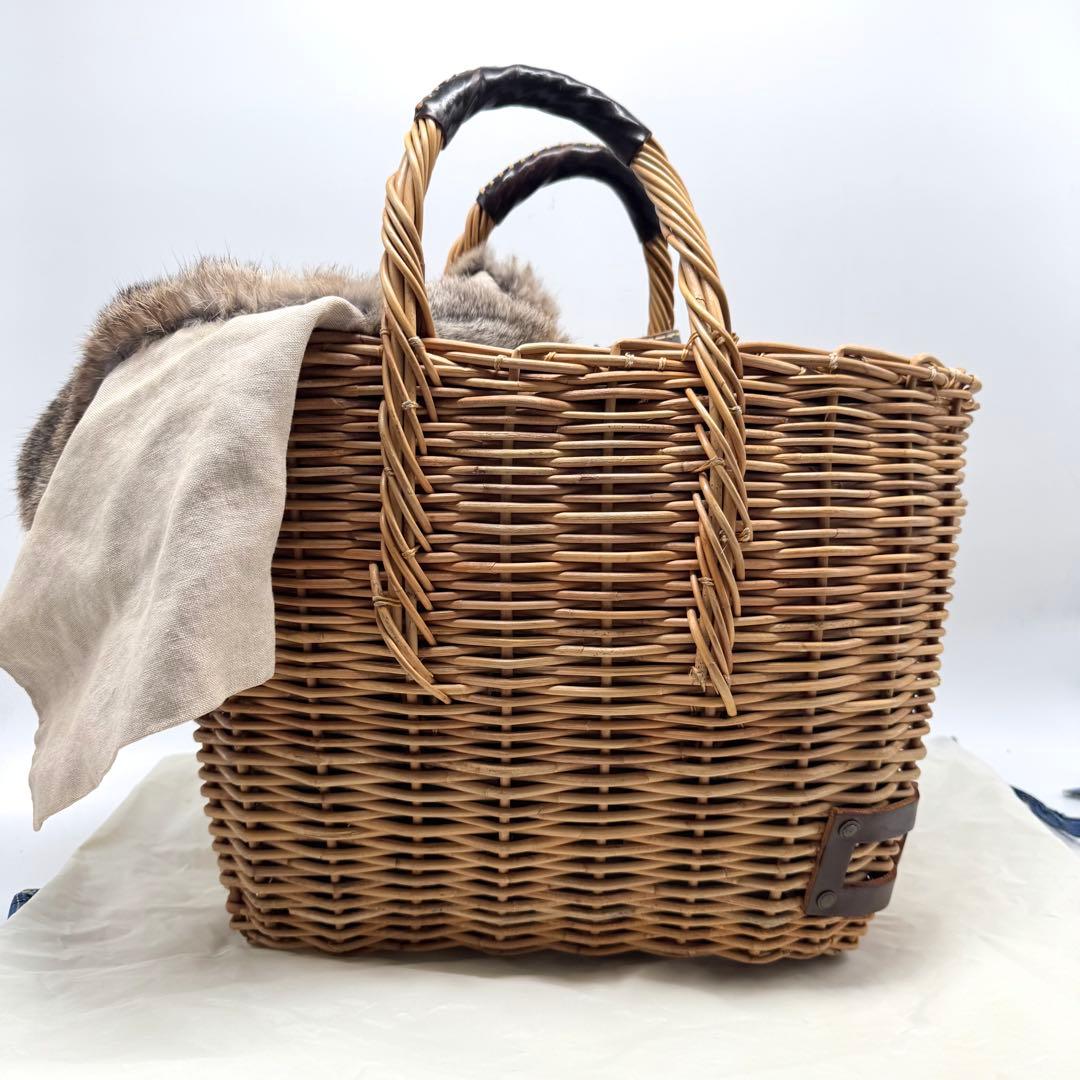【美品✨】ebagos エバゴス　マルシェ　かごバッグ　ラビットファー