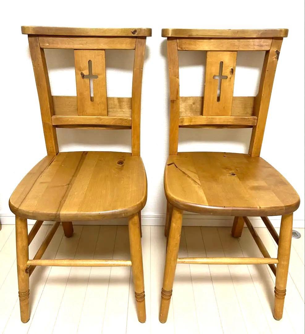 enfant チェア 2脚セット チャーチチェア ブックラック付き