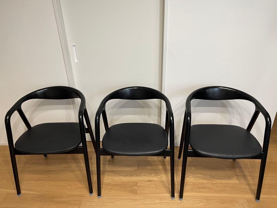 ダイニングチェア　椅子　黒　アームチェア 3脚セット　おしゃれ　曲がり木