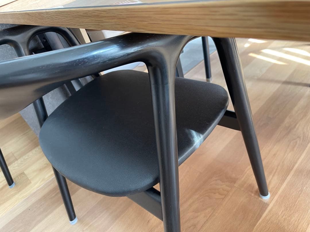 ダイニングチェア　椅子　黒　アームチェア 3脚セット　おしゃれ　曲がり木