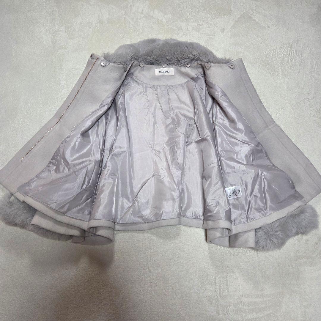 [美品]MISCH MASCH ウールポンチョコート ケープ エコファー