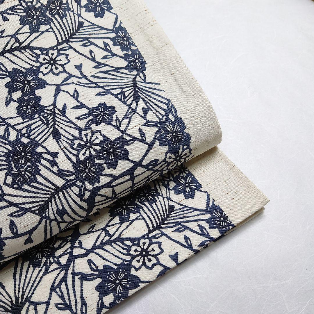 正絹 袋帯 六通柄 ぜんまい 紅型染 江戸紅型 桜極上 逸品 未使用品