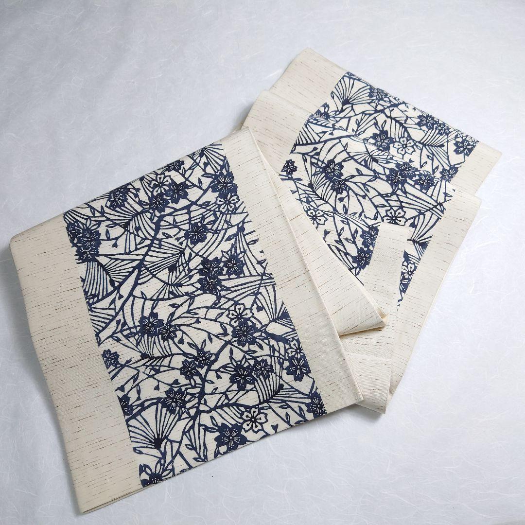 正絹 袋帯 六通柄 ぜんまい 紅型染 江戸紅型 桜極上 逸品 未使用品