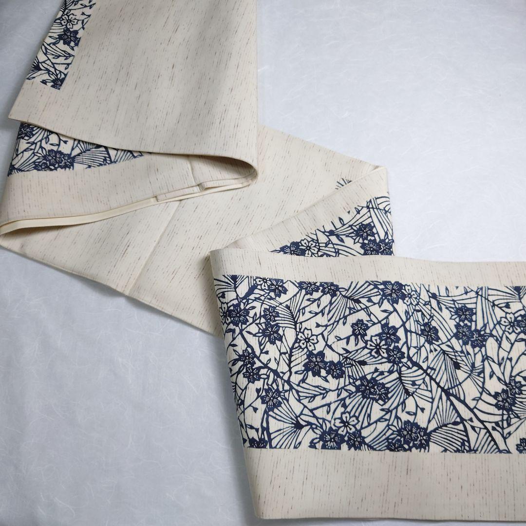 正絹 袋帯 六通柄 ぜんまい 紅型染 江戸紅型 桜極上 逸品 未使用品