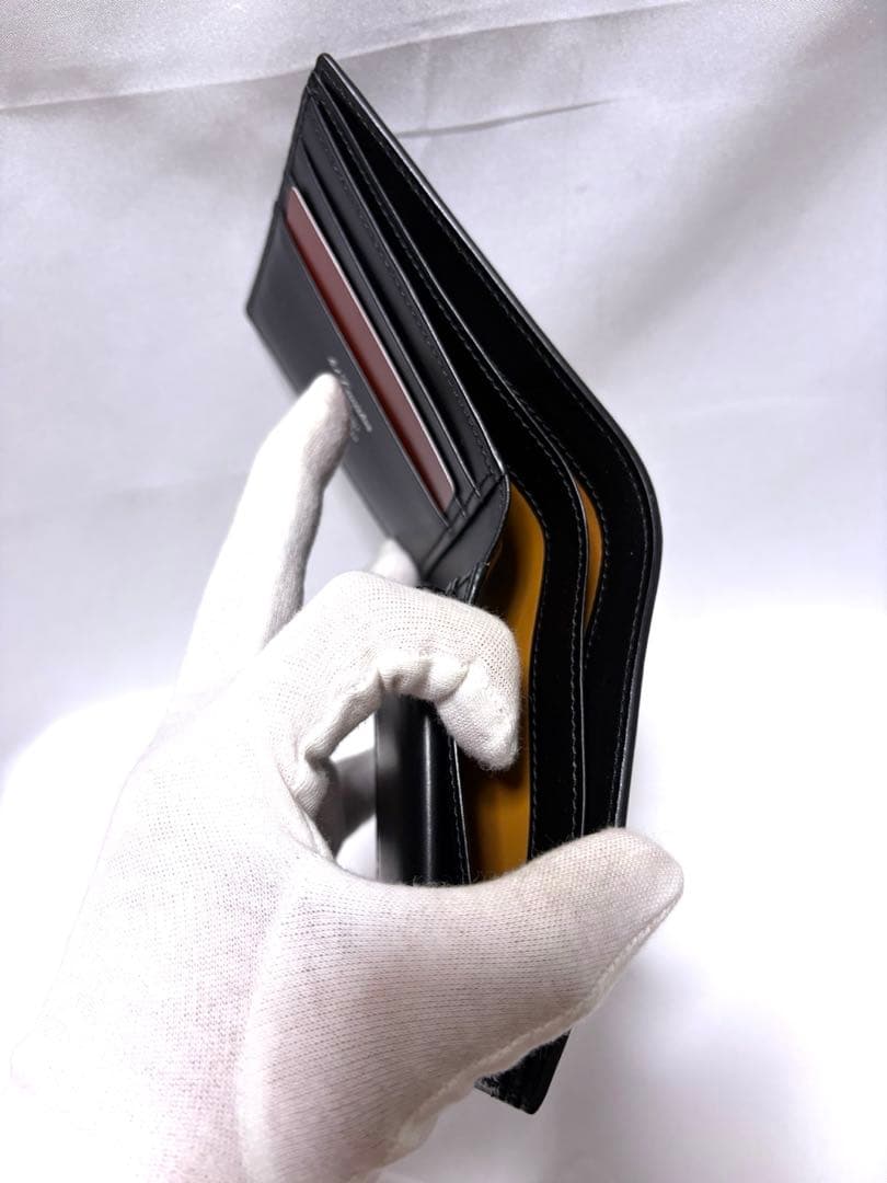 新品　K.T.Lewiston コードバン小銭入れ付　二つ折り財布　ブラック