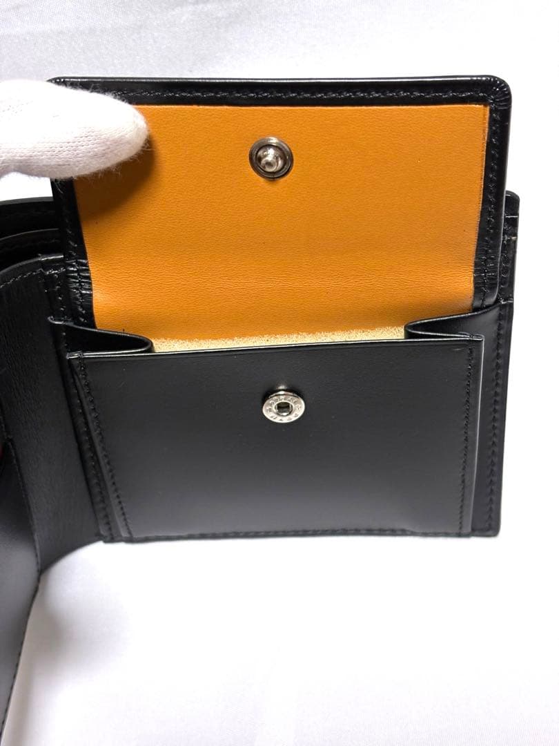 新品　K.T.Lewiston コードバン小銭入れ付　二つ折り財布　ブラック