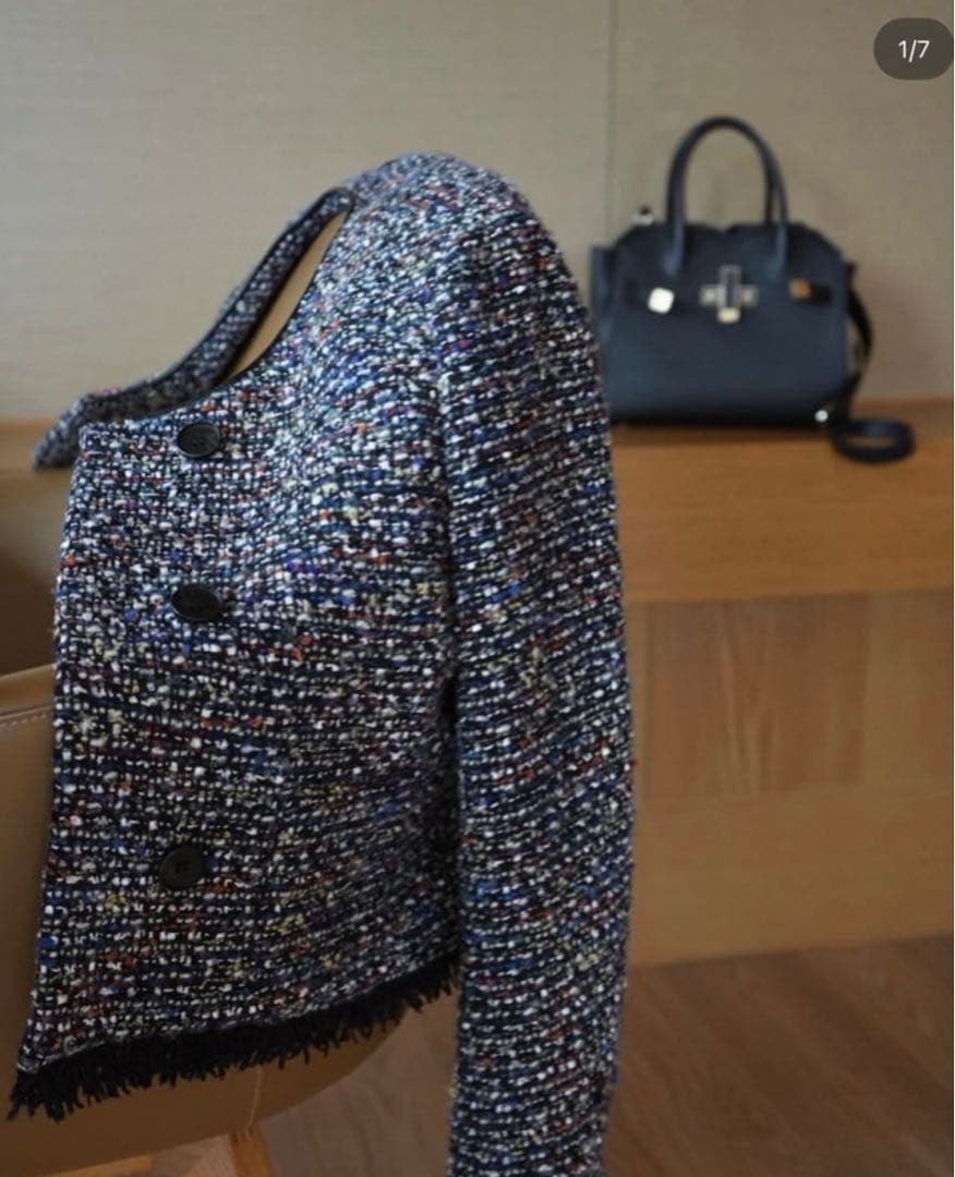 ジャケット・アウター laubeblanc Mix tweed No collar jacket