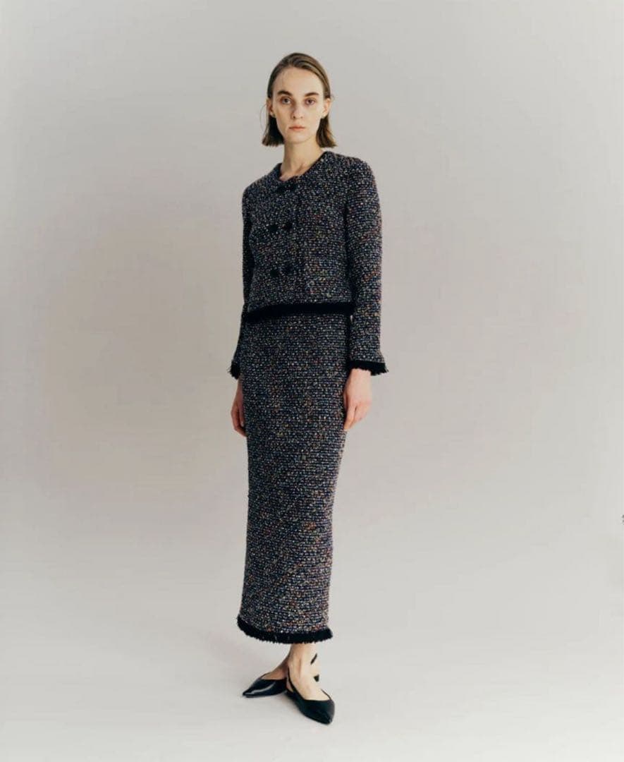 ジャケット・アウター laubeblanc Mix tweed No collar jacket