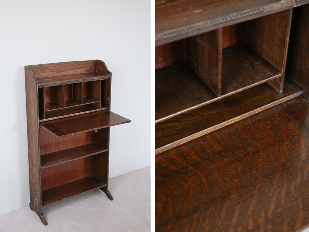 英国アンティーク木製ライティングビューロー/勉強机デスク/テーブル(91-123