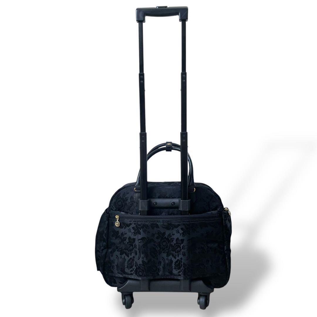 美品 フェイラー★総柄 薔薇 パラディス トローリーバッグ 鍵付き ブラック