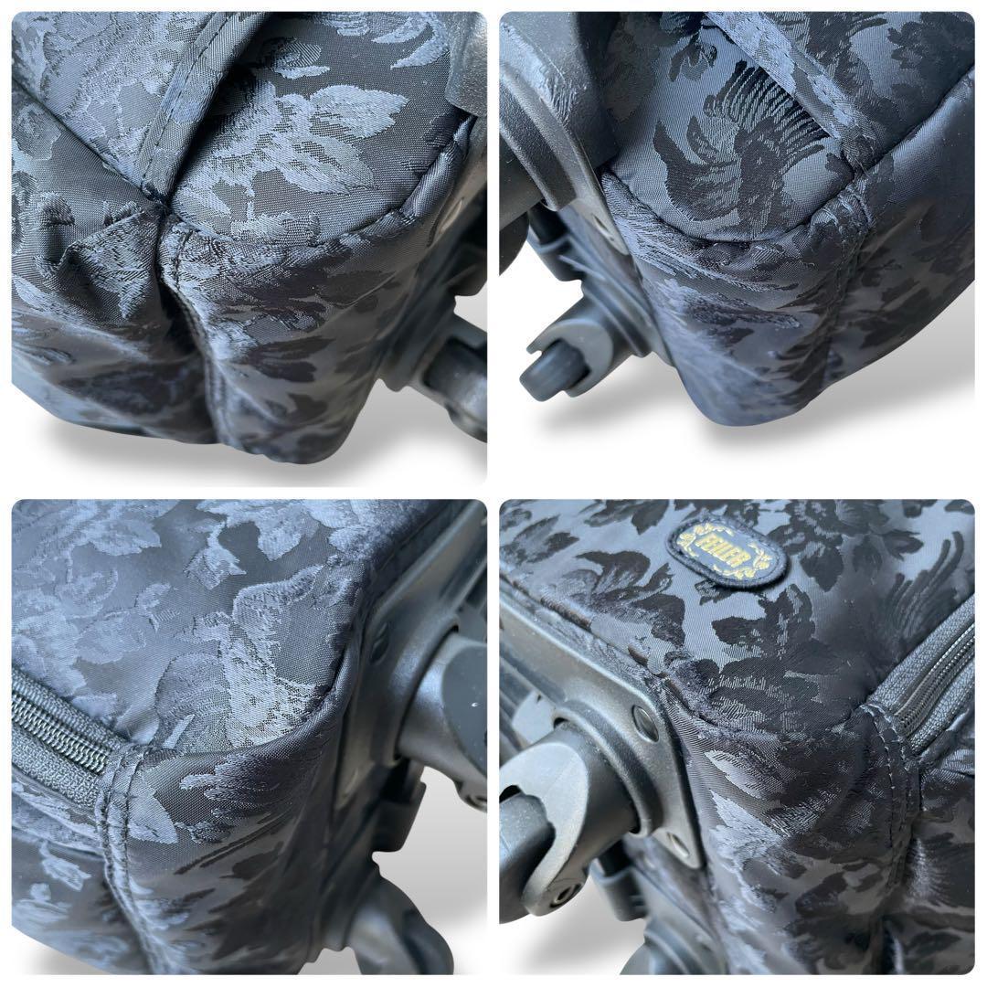 美品 フェイラー★総柄 薔薇 パラディス トローリーバッグ 鍵付き ブラック