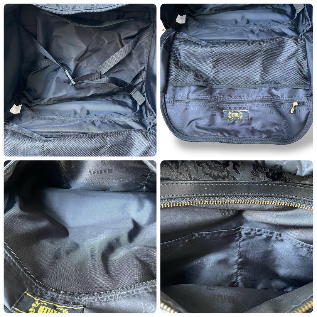 美品 フェイラー★総柄 薔薇 パラディス トローリーバッグ 鍵付き ブラック