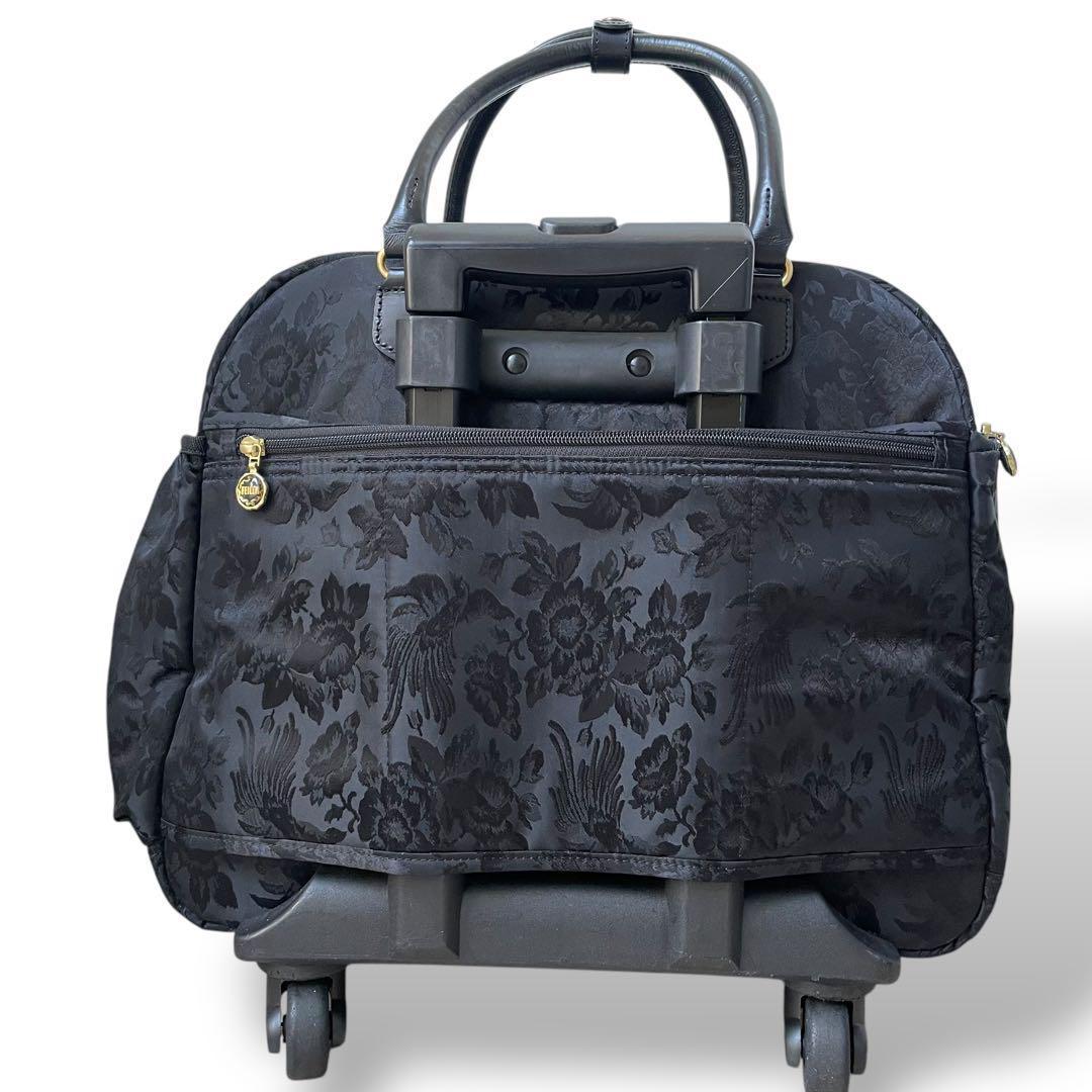 美品 フェイラー★総柄 薔薇 パラディス トローリーバッグ 鍵付き ブラック