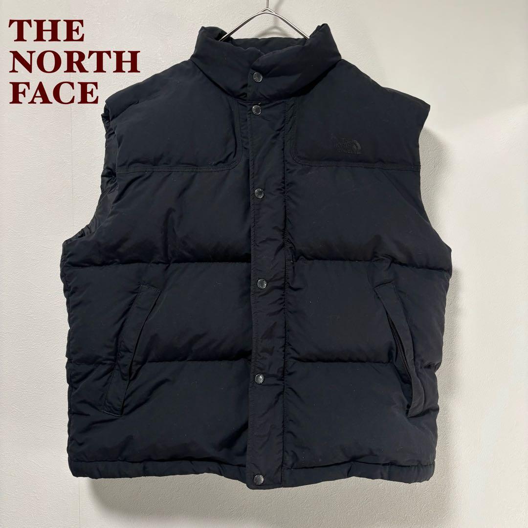 人気✨ザノースフェイス　ダウンベスト　刺繍ロゴ　00's ブラック　y2k