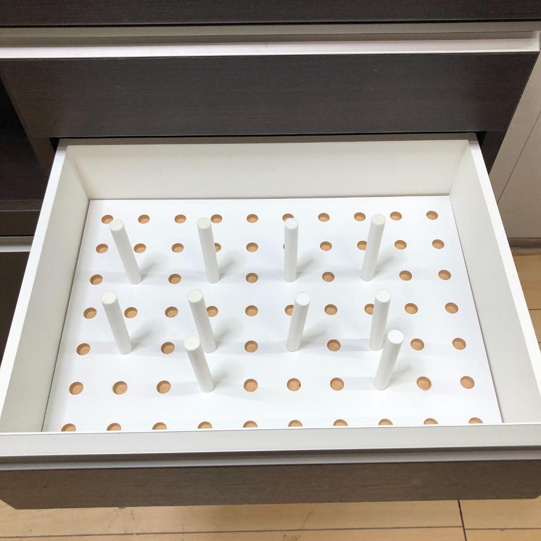 送料無料　カウンター レンジ台 収納棚 食器棚 引出　250710-3