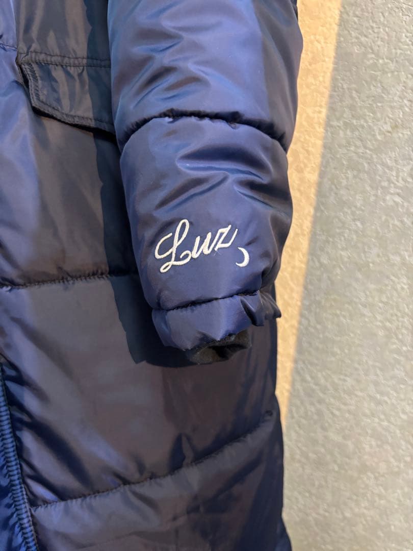 LS フード付きネイビー ロングベンチコート