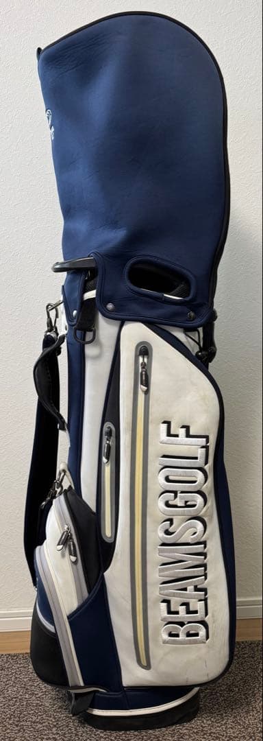 BEAMS GOLF スタンドキャディバッグ ネイビー/ホワイト 中古品