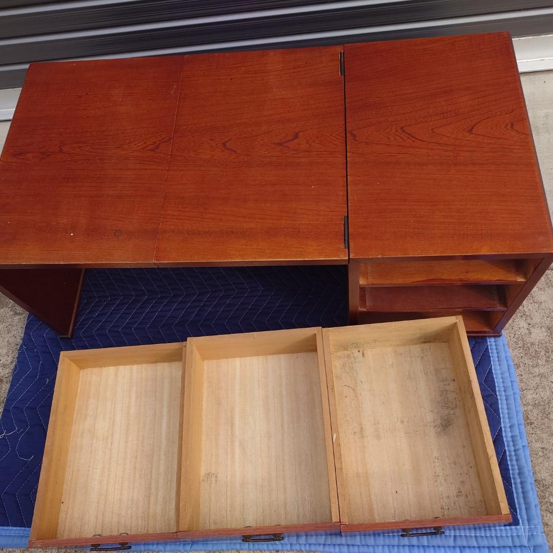 359　文机 折り畳み式　３段引き出し　 展開時W78×D38 ×H30