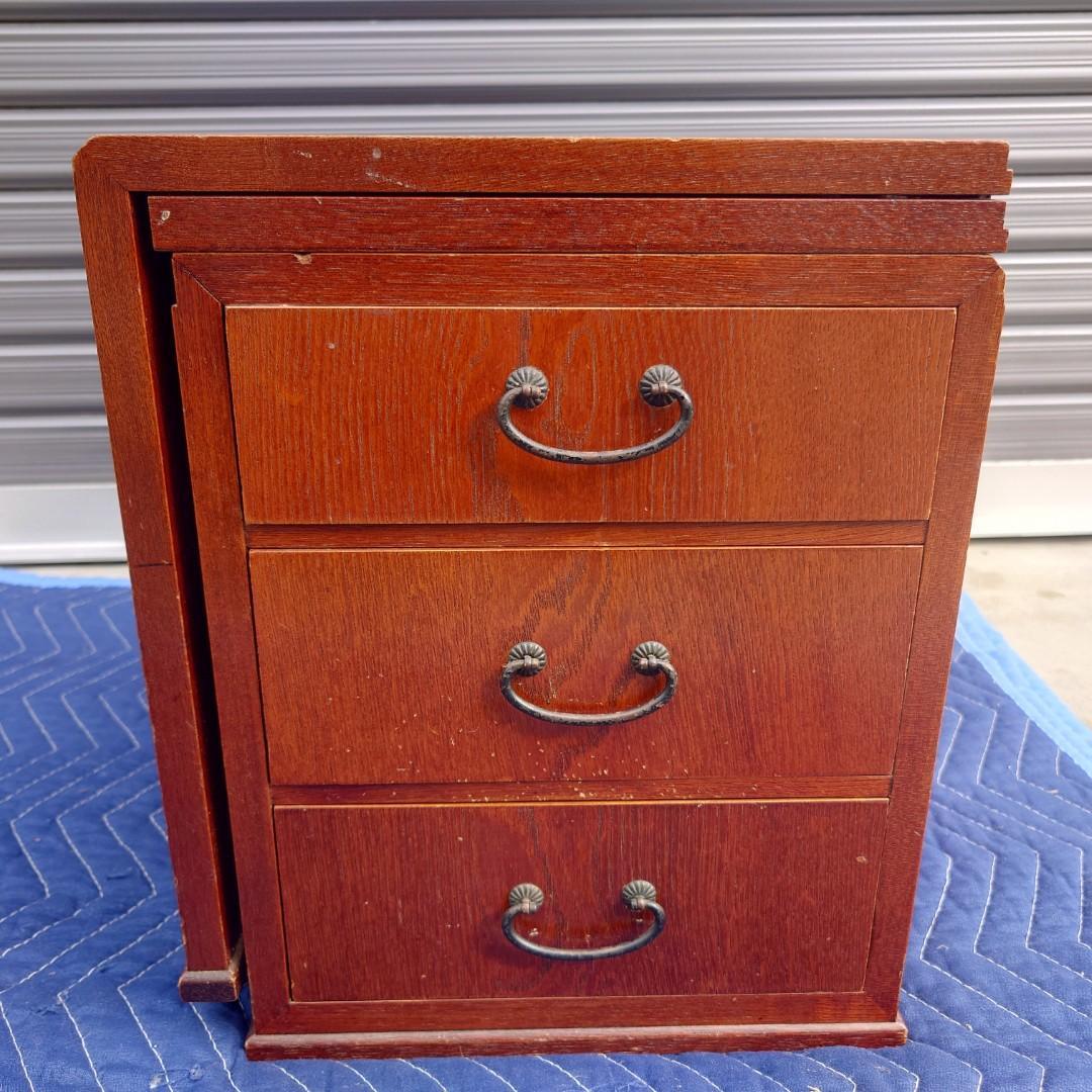 359　文机 折り畳み式　３段引き出し　 展開時W78×D38 ×H30