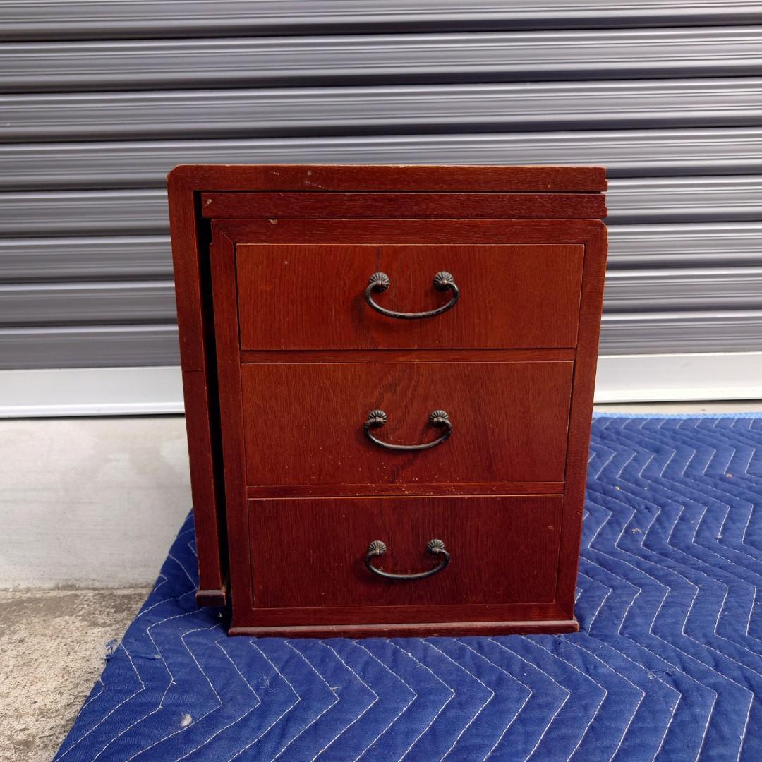 359　文机 折り畳み式　３段引き出し　 展開時W78×D38 ×H30