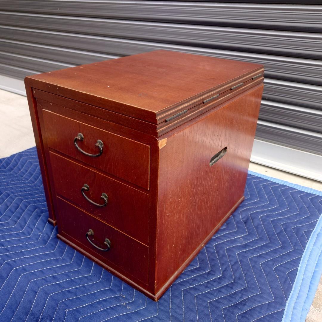 359　文机 折り畳み式　３段引き出し　 展開時W78×D38 ×H30