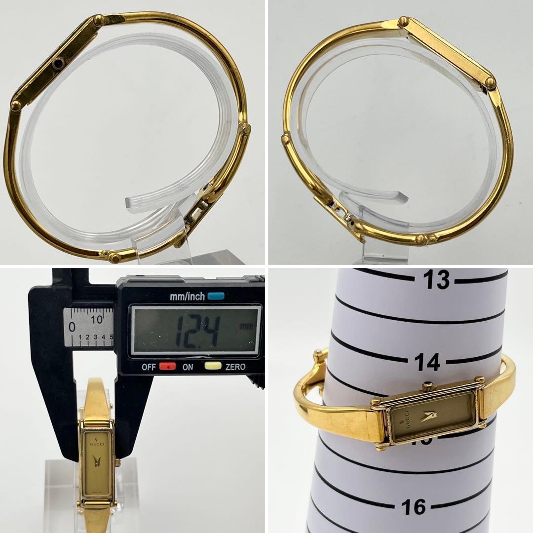 新品電池 GUCCI 1500L ゴールド文字盤 ベゼル バングルウォッチ 時計