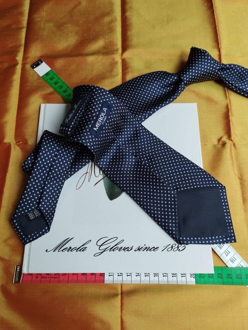 メローラ 3fold 紺地白ドット ネクタイ MEROLA M31