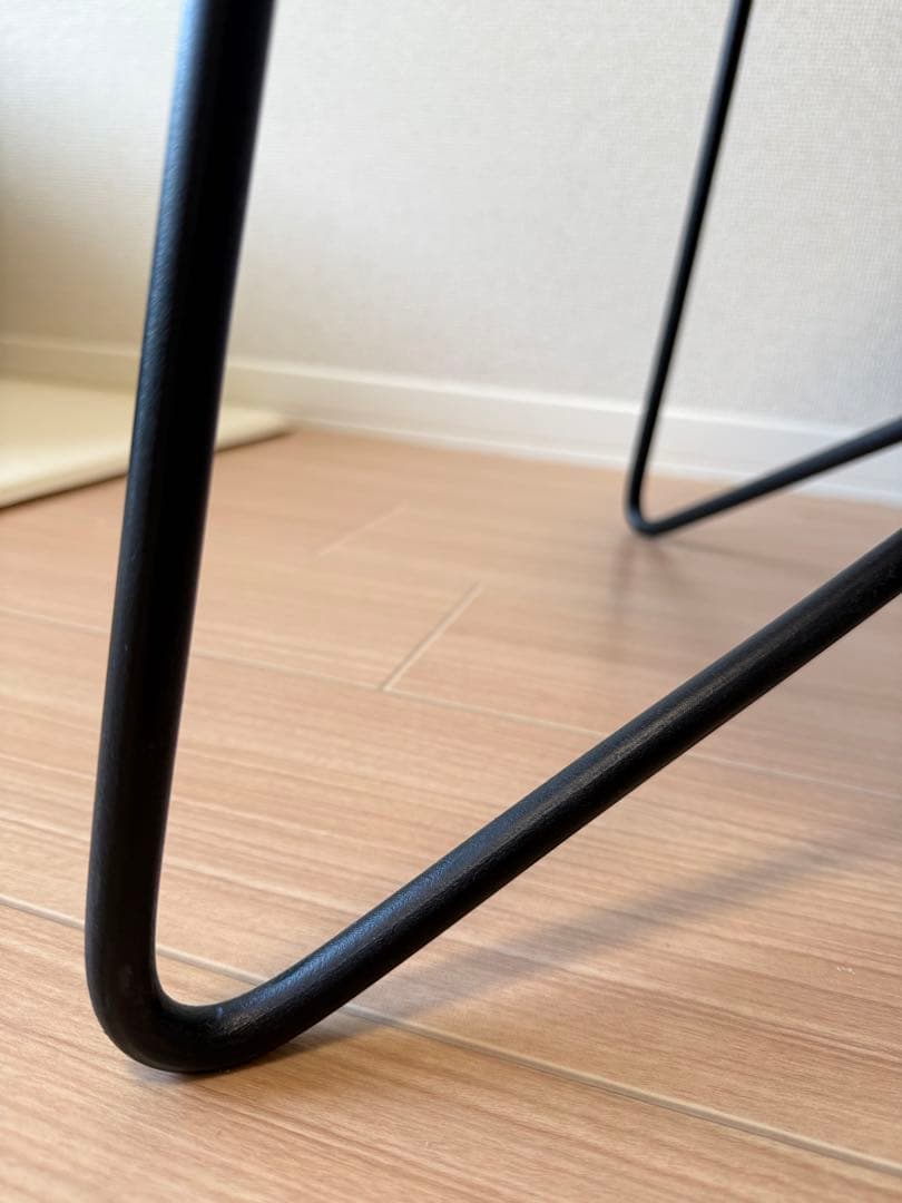 【美品】無垢材 ローテーブル 北欧家具 アイアンレッグ 丸テーブル