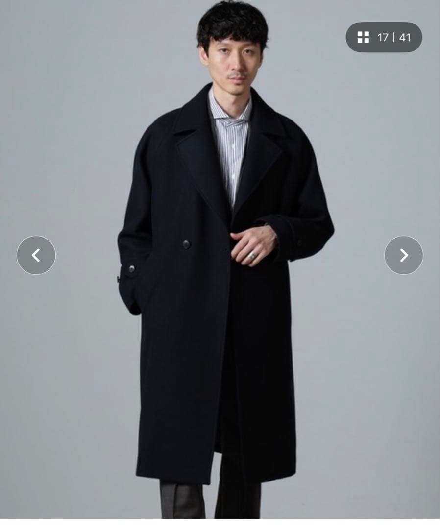 ナノユニバース　ネイビー ダブルブレスト チェスターコート