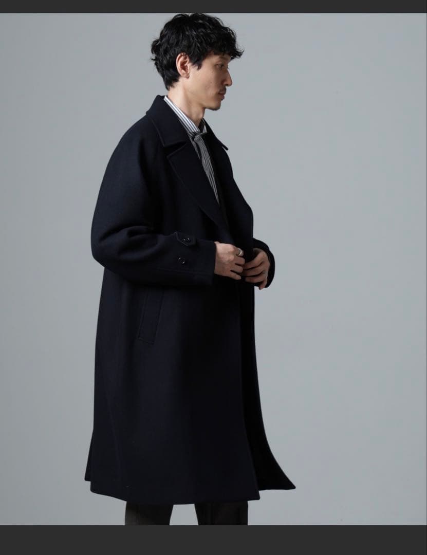 ナノユニバース　ネイビー ダブルブレスト チェスターコート