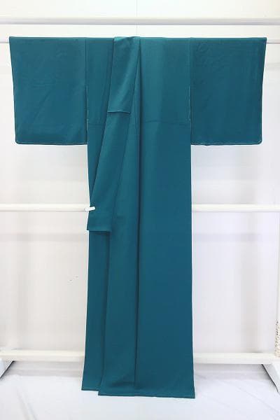 ★専用★未使用品 色無地 納戸色 縮緬地 縫い一つ紋 163cm 裄丈68cm