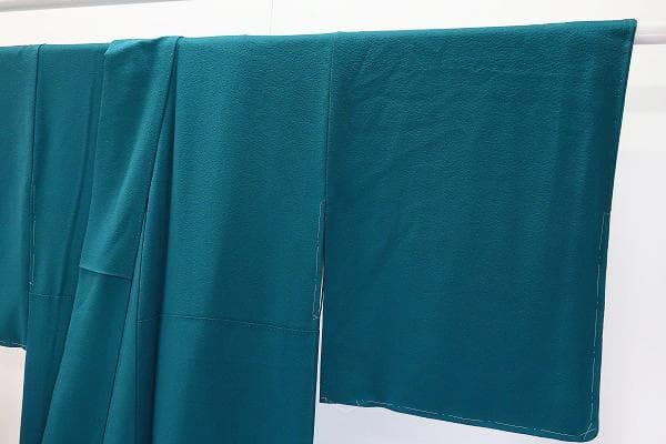 ★専用★未使用品 色無地 納戸色 縮緬地 縫い一つ紋 163cm 裄丈68cm
