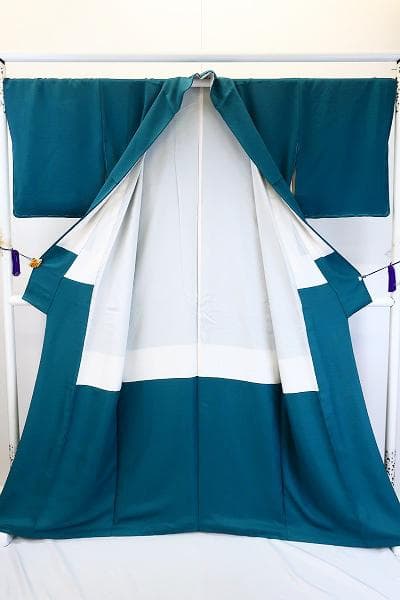 ★専用★未使用品 色無地 納戸色 縮緬地 縫い一つ紋 163cm 裄丈68cm
