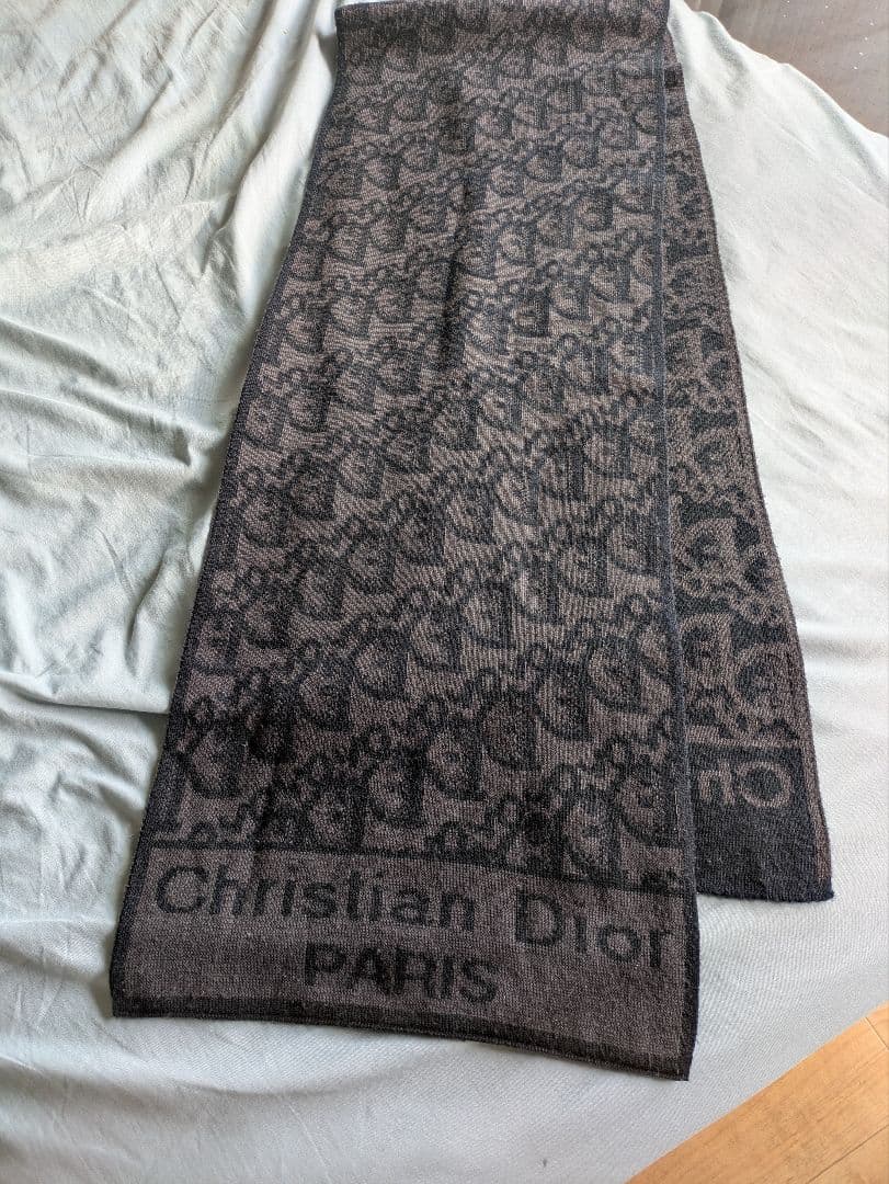 Christian Dior ロゴ入り ブラックマフラー