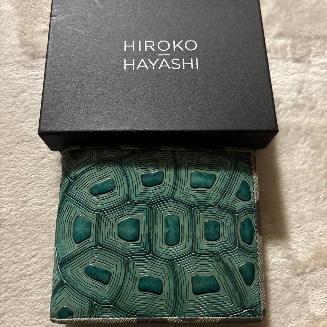 USED HIROKOHAYASHI コラボラツィオーネ二つ折り財布　亀甲柄　緑