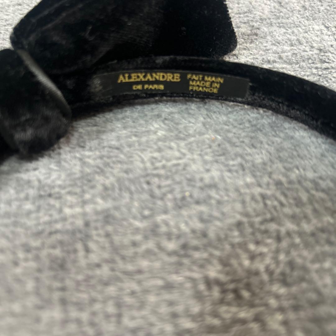 ALEXANDRE 黒 ベルベット リボン ヘアバンド
