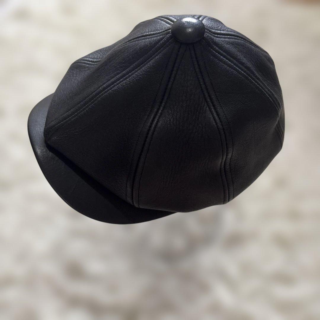 レア!バックドロップ　レザー　キャスケット　ハンチング　キャップ