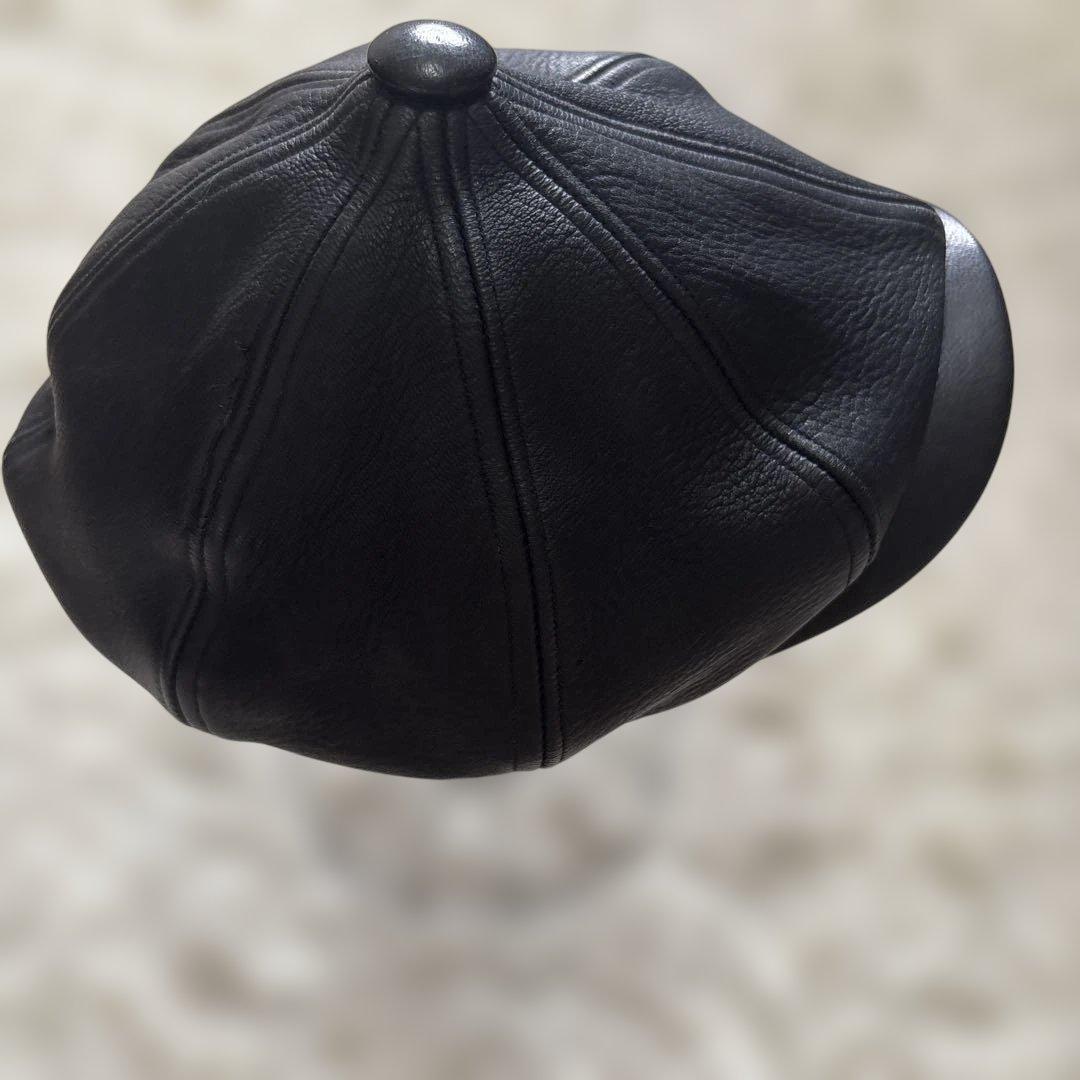 レア!バックドロップ　レザー　キャスケット　ハンチング　キャップ