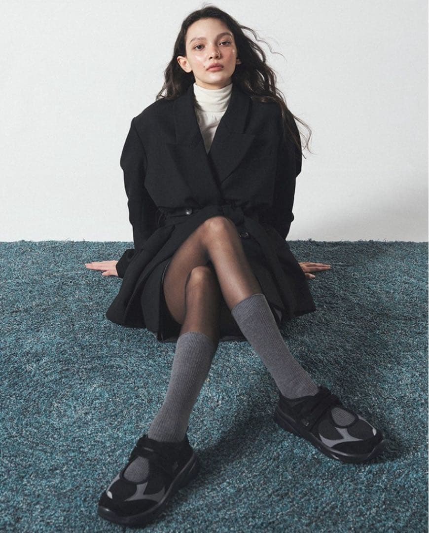 韓国限定＊New Balance メリージェーン ブラック/グレー 23cm