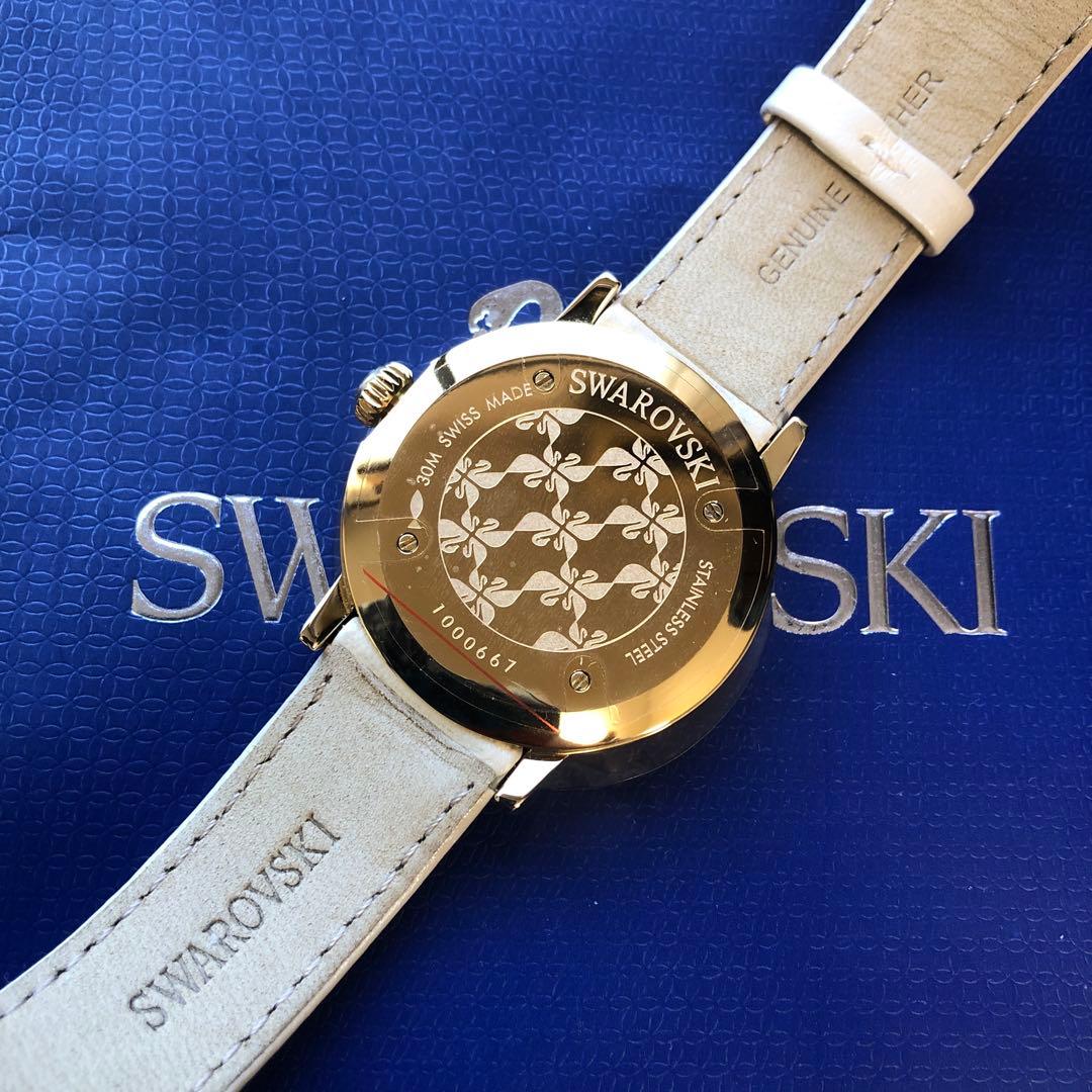 新品SWAROVSKIゴールドレザー腕時計PIAZZAスワロフスキークリスタル