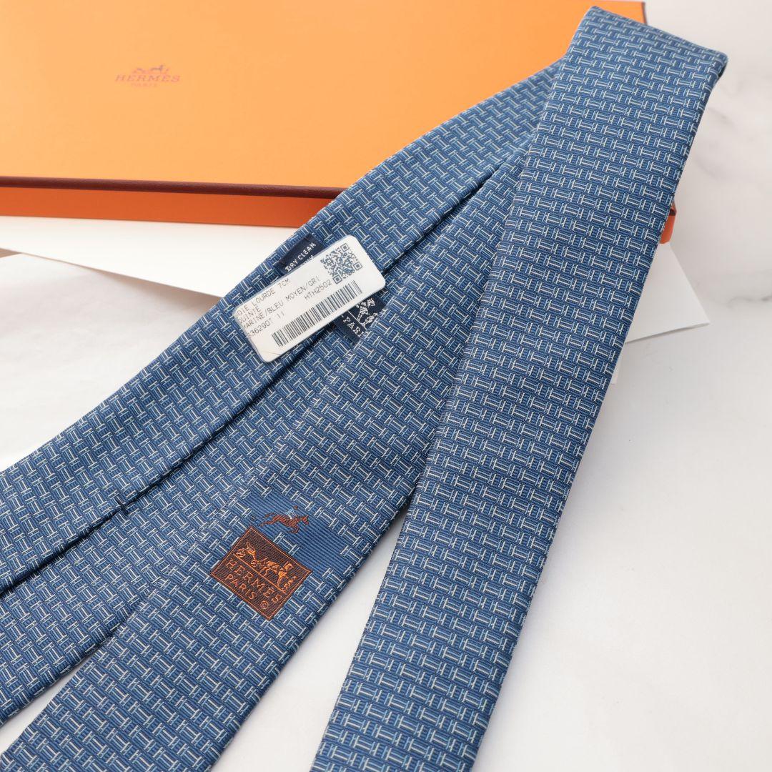 未使用 ソルド HERMES エルメス 青色 ネクタイ