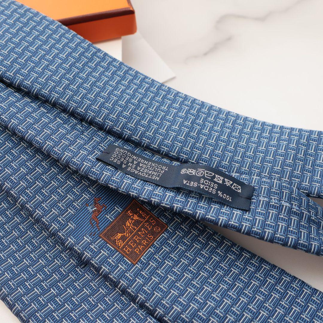 未使用 ソルド HERMES エルメス 青色 ネクタイ