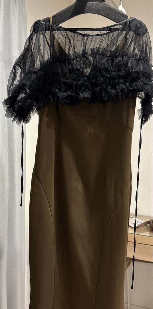 andresd ボリュームソフトチュールドレス　カーキ　M