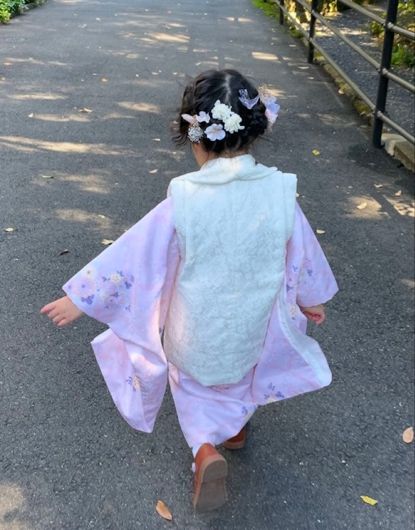 ３歳七五三着物セット　被布　薄ピンク　花柄