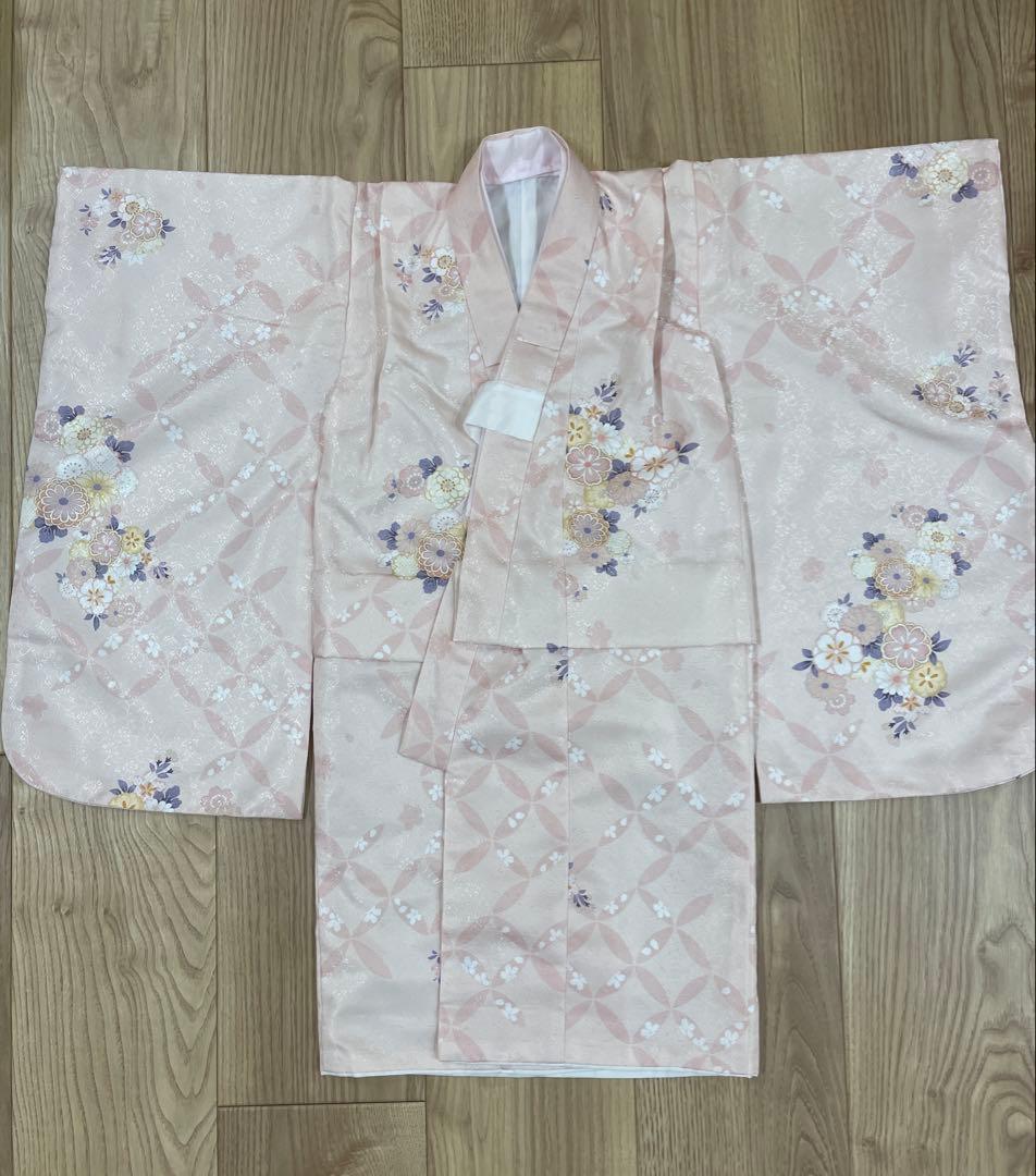 ３歳七五三着物セット　被布　薄ピンク　花柄