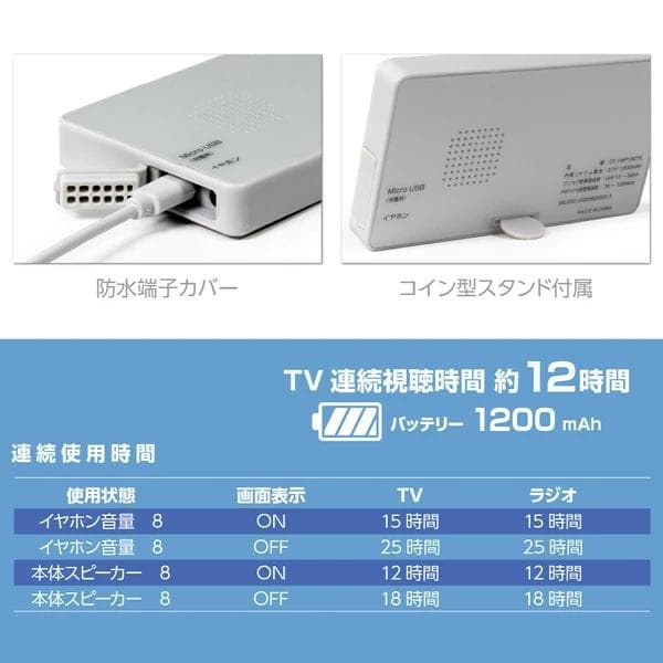 アウトドアに便利な防水3.2インチワンセグTVラジオが視聴できるポケット型