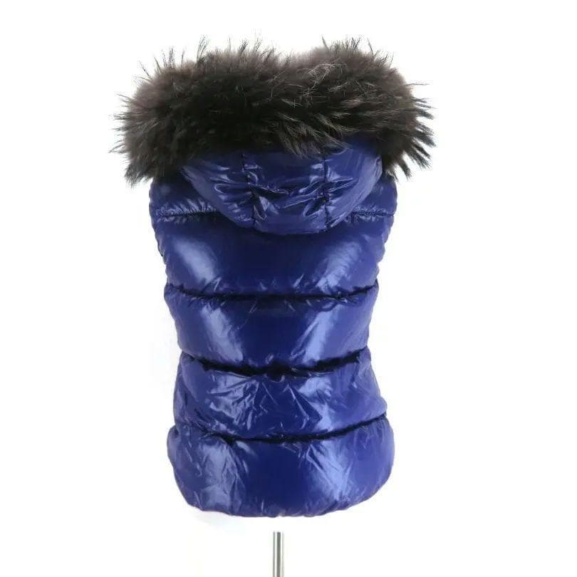 デュベティカ ダウンベスト パープル 高級ファー付 40 レディースM 373